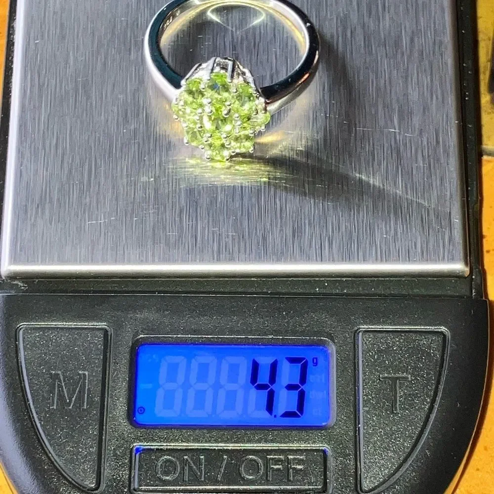 Natural Peridot Sterling Silver Ring Size 10